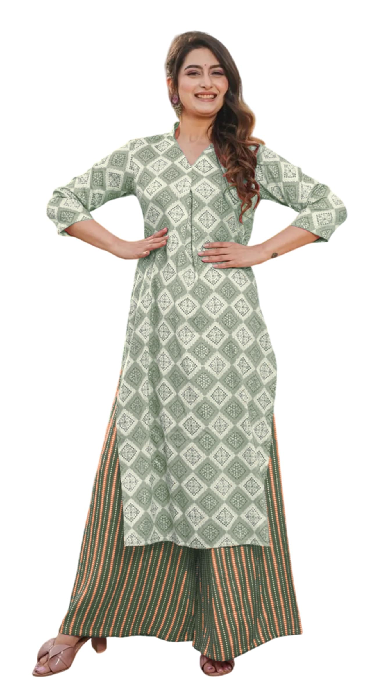 Fabnex Cotton Blend Regular Women Kurta Set (K-86-Pista-S_Pista_S)