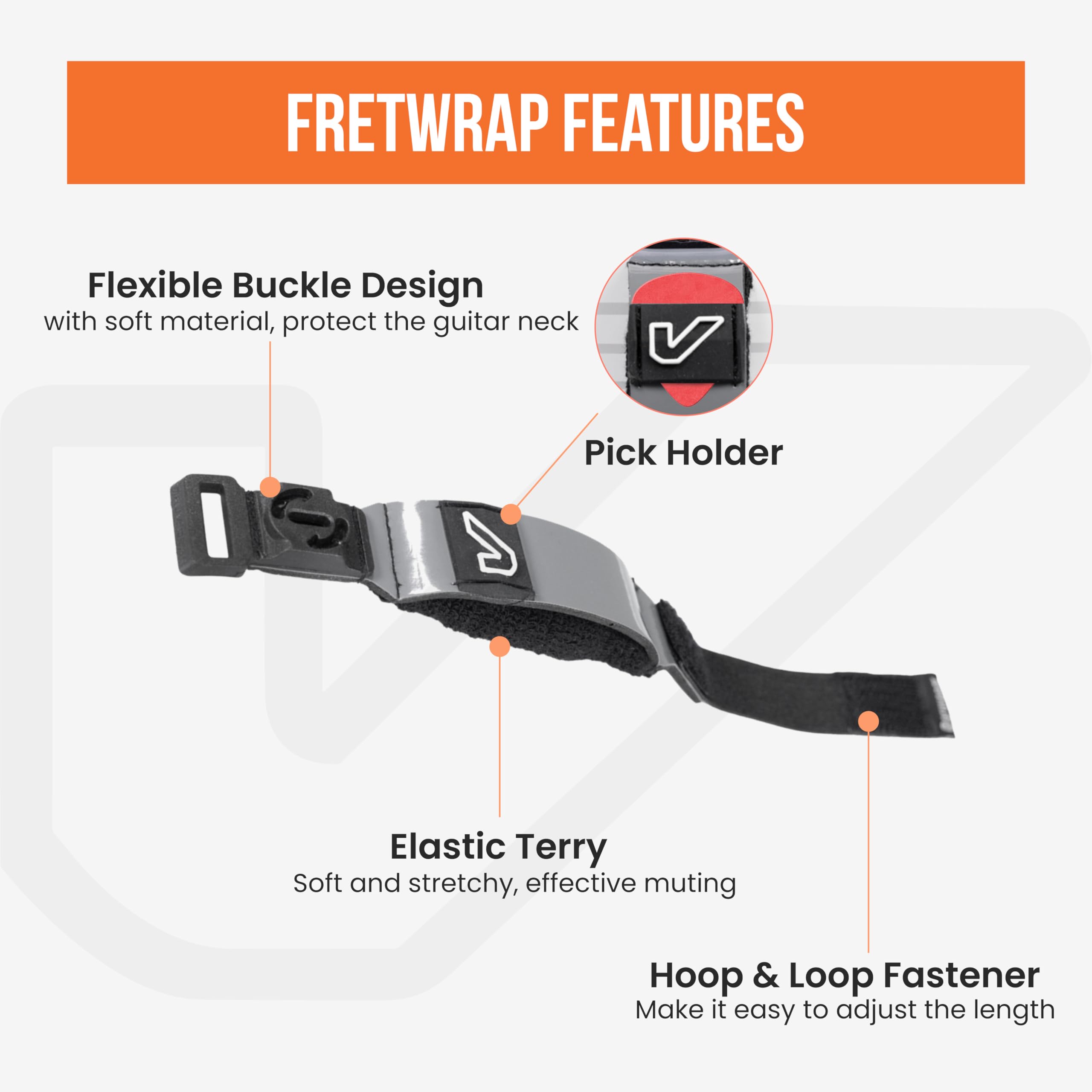 FretWraps Pro Lot de 1 (gris, taille S)
