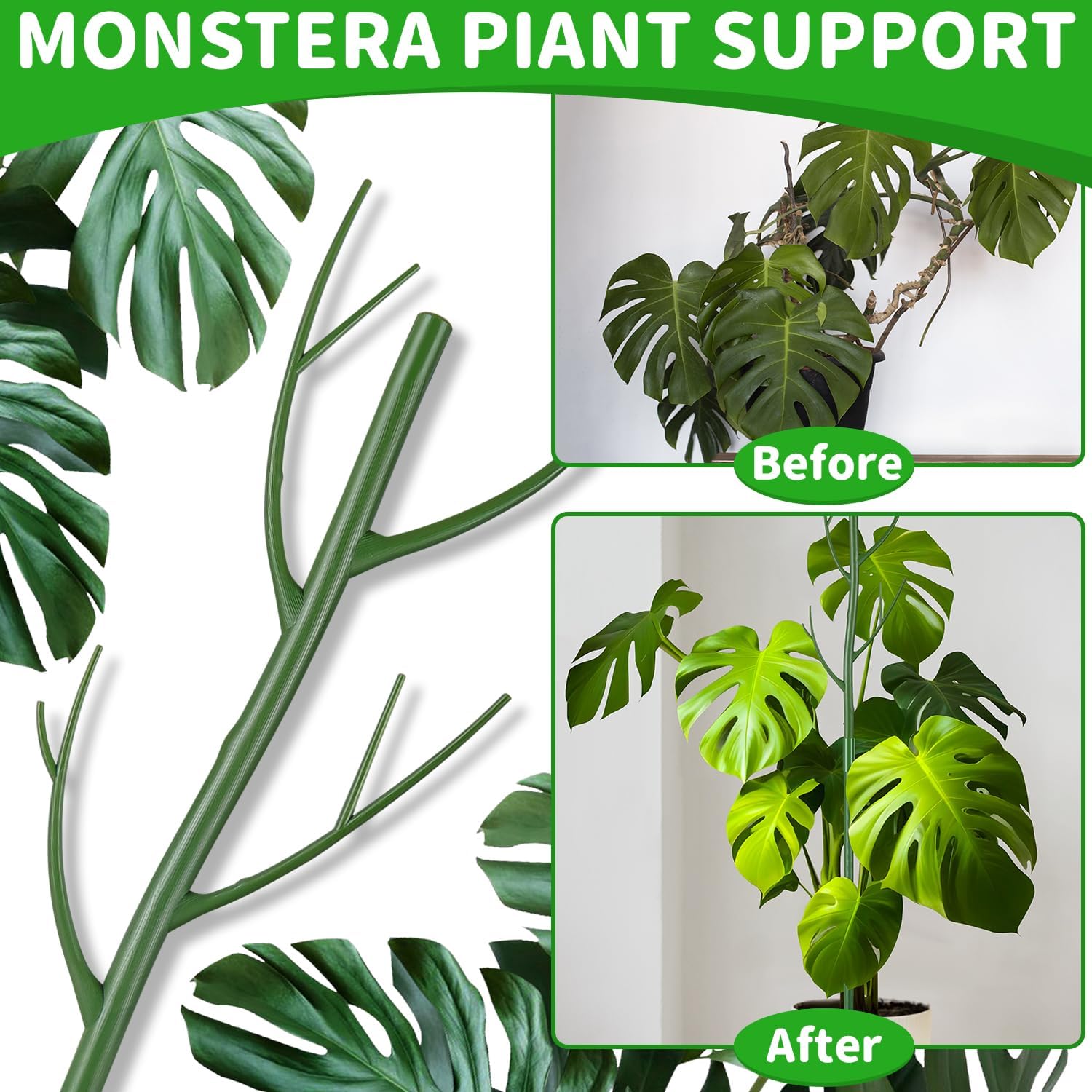 Monstera - Paquete de 6 estacas de soporte para plantas de 27.56 pulgadas, soporte de enrejado alto para plantas trepadoras de interior en maceta
