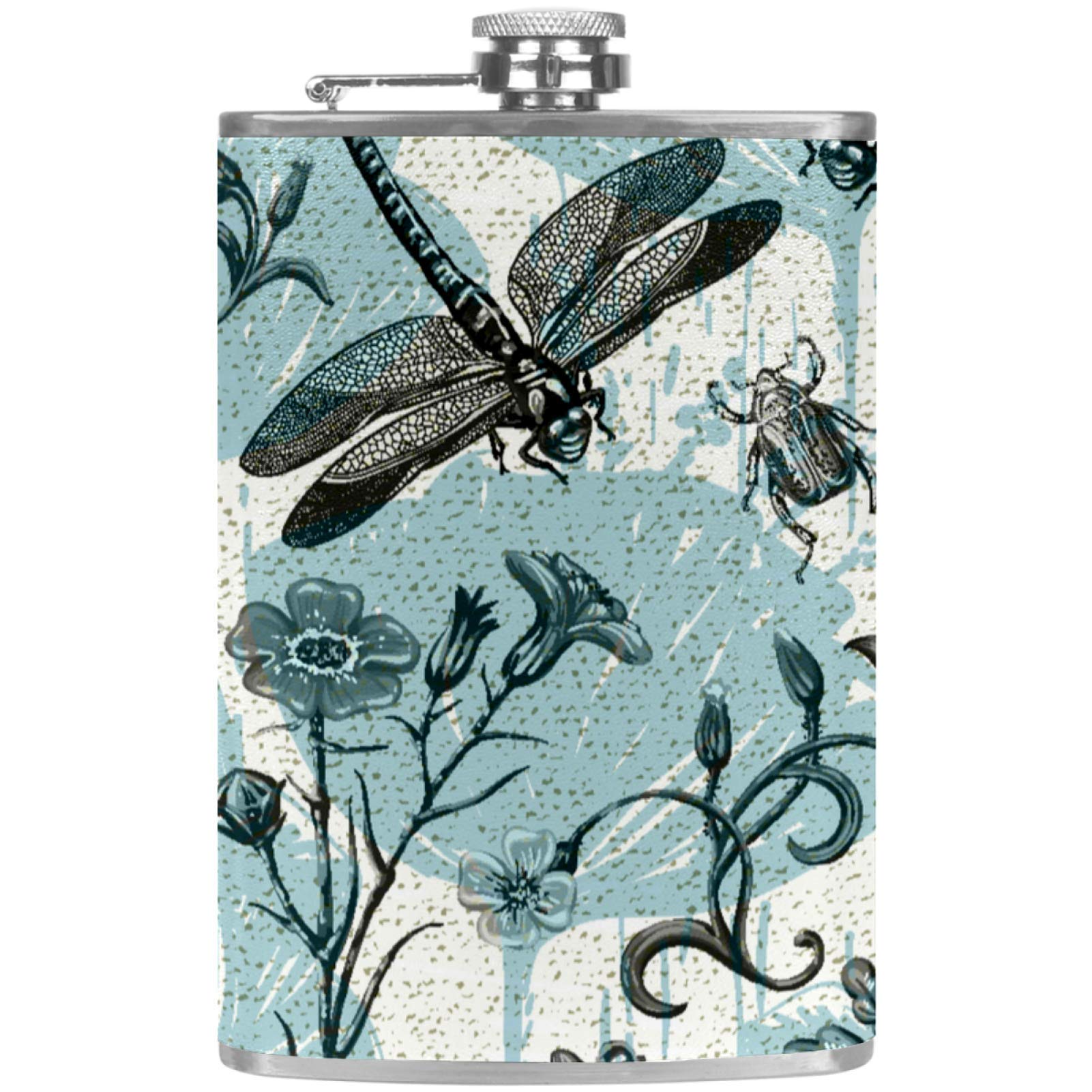 Flasque à whisky en cuir pour buveurs passionnés avec motif fleurs