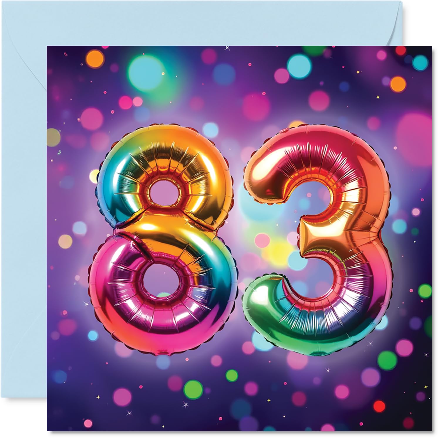 83rd Birthday Cards for Women and Men, Rainbow Foil Balloon