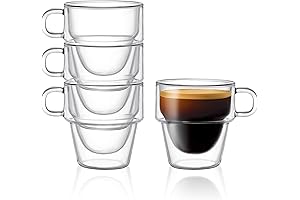JoyJolt Stoiva Double Wall Insulated Espresso Glass Cups