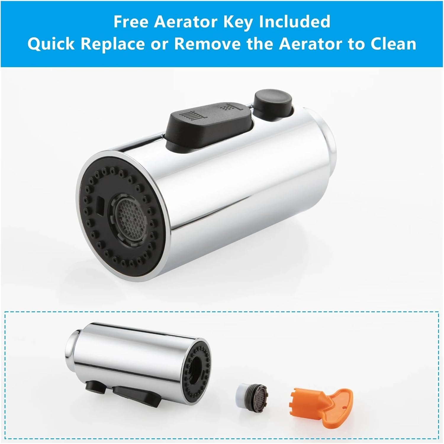 3-Function Pull-Down Kitchen Faucet Spray Head Matte Black Replacement with 9 Adapters - Universal Fit for Kitchen Sinks Easy Installand Stylish.