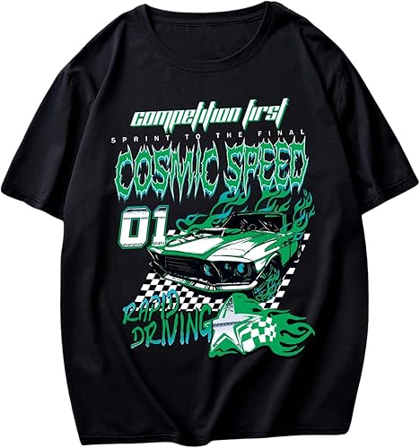 SOLY HUX Camiseta gráfica para hombre, estilo vintage, con estampado de letras, manga corta, cuello redondo, informal, para verano