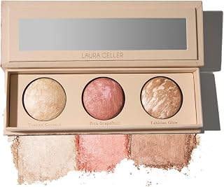 Laura Geller Lift-n-Glow Baked Trio Palette: Universal Highlighter, Blush & Bronzer for All Skin Tones