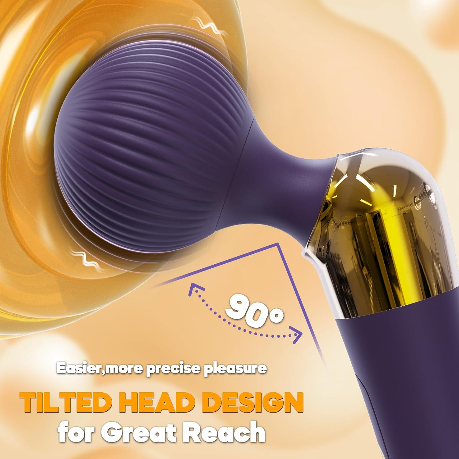 Tilted Head Vibrator Wand Adult Sex Toys, Female Massager Wand Vibrator with Quiet Strong 10 Vibration Modes, Cordless Vibrating Massager Penis Nipple Clitoral Stimulator for Women Couples Pleasure