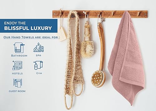Miniatura 6 de DAN RIVER Juego de 6 toallas de mano de lujo (16 x 28 pulgadas), 100% algodón, ultra suaves, ligeras y altamente absorbentes, perfectas para salón,