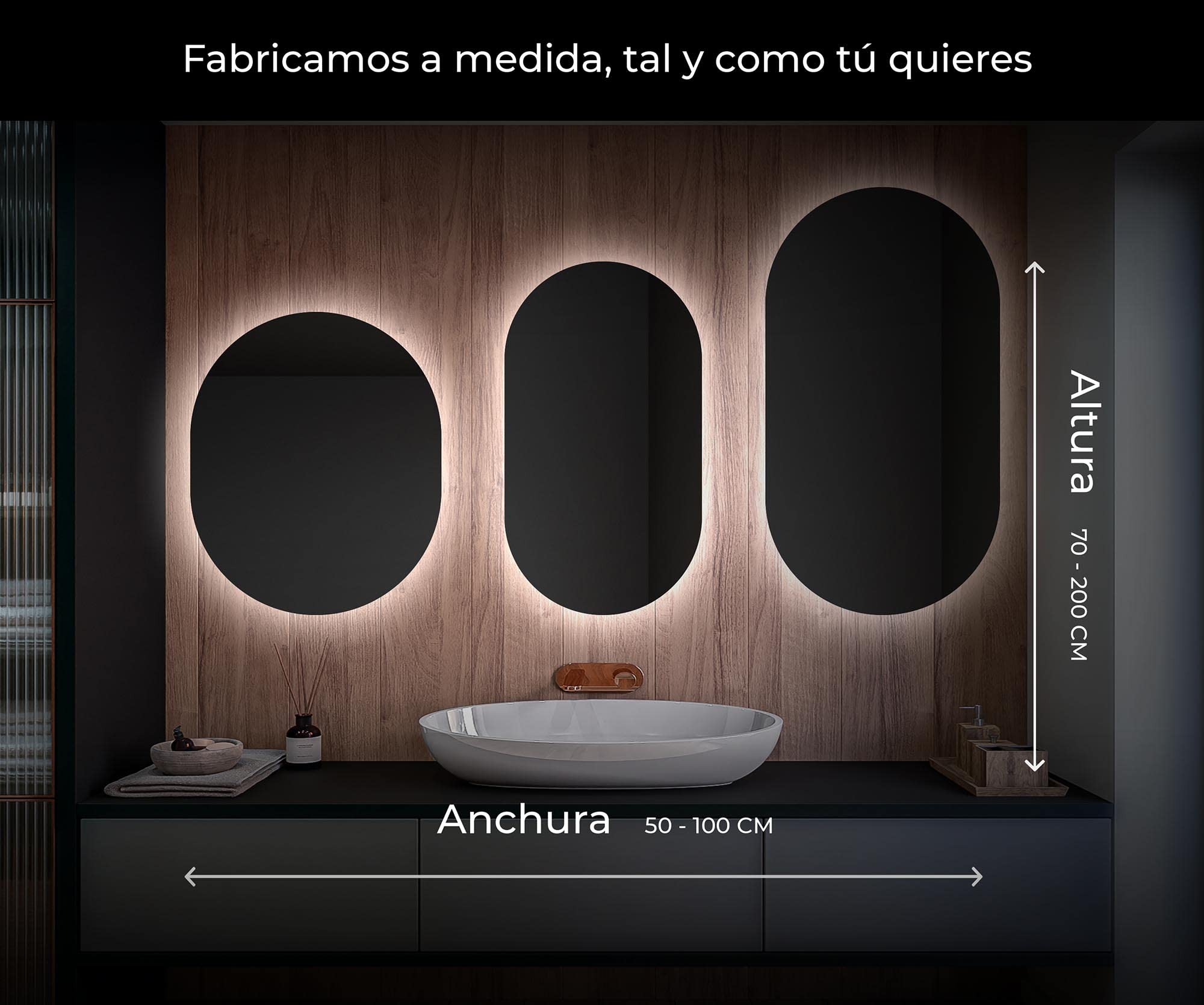 A ARTFORMA Premium Espejo de Baño con Iluminación LED - 110x80 - Luz Espejo de Pared - Diferentes tamaños - retroiluminado Iluminado - T106