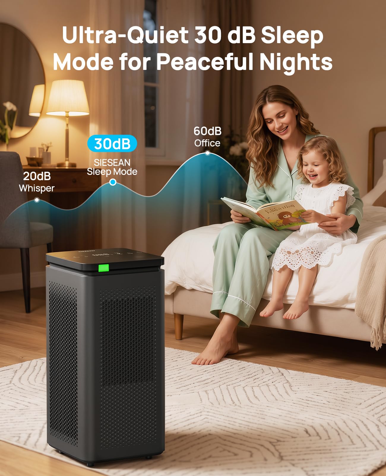 Purificador de aire para habitaciones grandes, modo de suspensión
