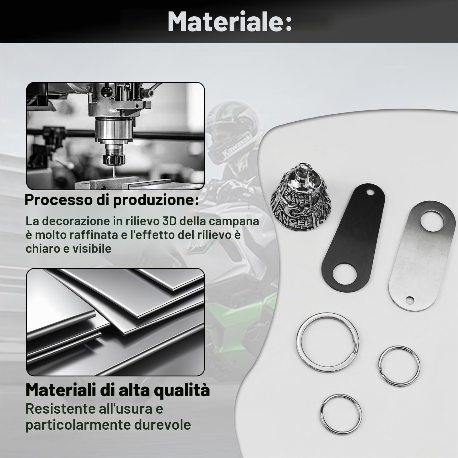 Guardian Bell Portafortuna Moto,Campanella Moto Guardian Bell Originale,Guardian Bell Moto,Campanella Moto Oleoso per Auto Elettriche Motos Biciclette Ecc (Argento)