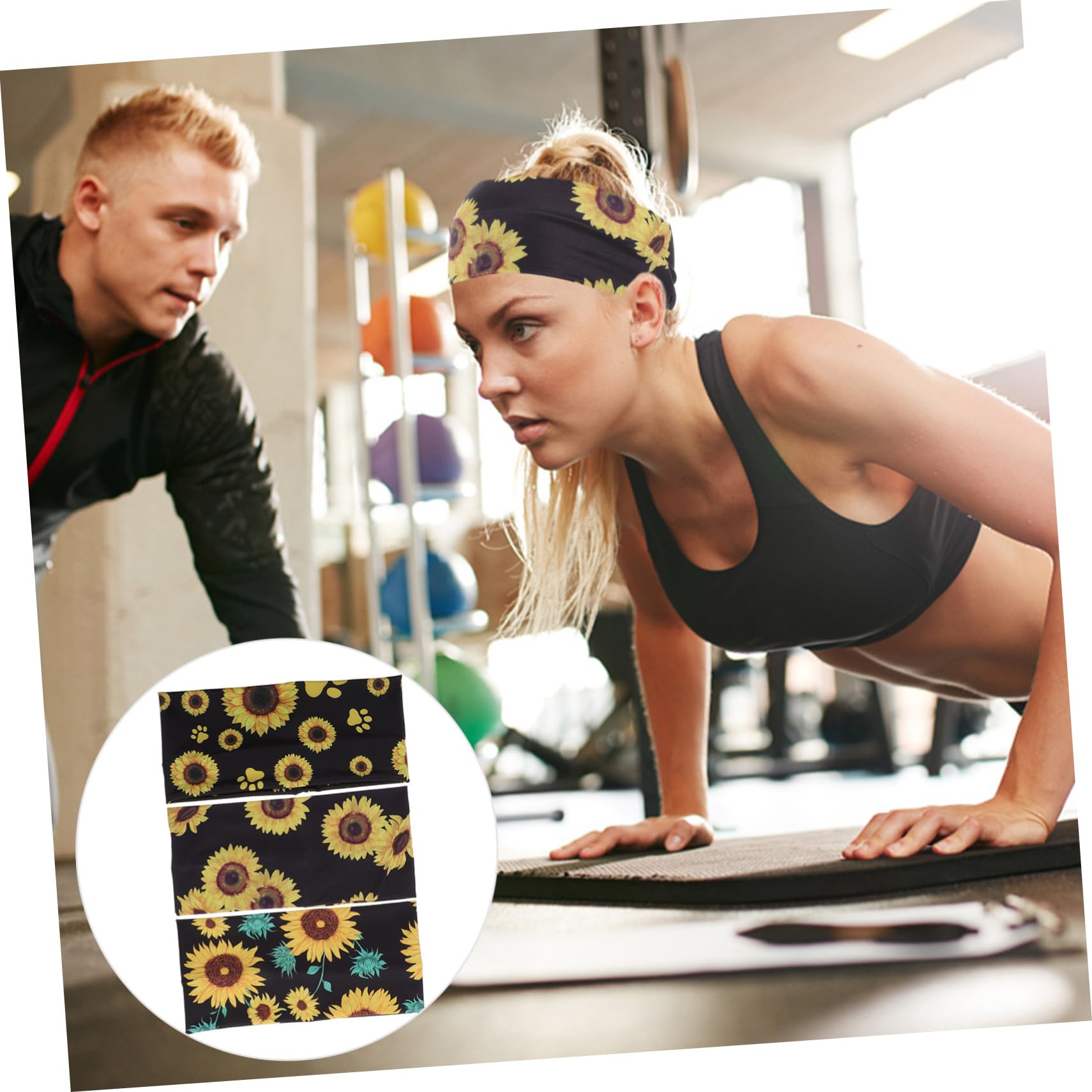 Housoutil 9pezzi Fasce Per Sportive Assorbenti Per Sudore Fascia Fitness Elastico Per Donne Stile Chic Per Yoga e Attività Sportive Design Elegante