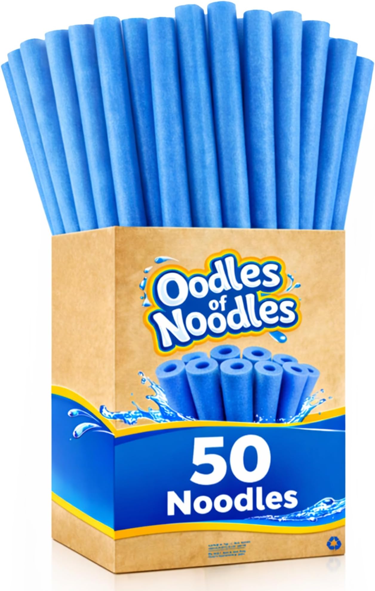 Oodles of Noodles Deluxe Rainbow Swimming Pool Noodles Foam- Pack of 50 - Approx. 48 inch x 2.5 inch Multi-Purpose Foam Tubes, Pool Floats for Water Fun, Exercise, Crafts, Padding, Insulation & More