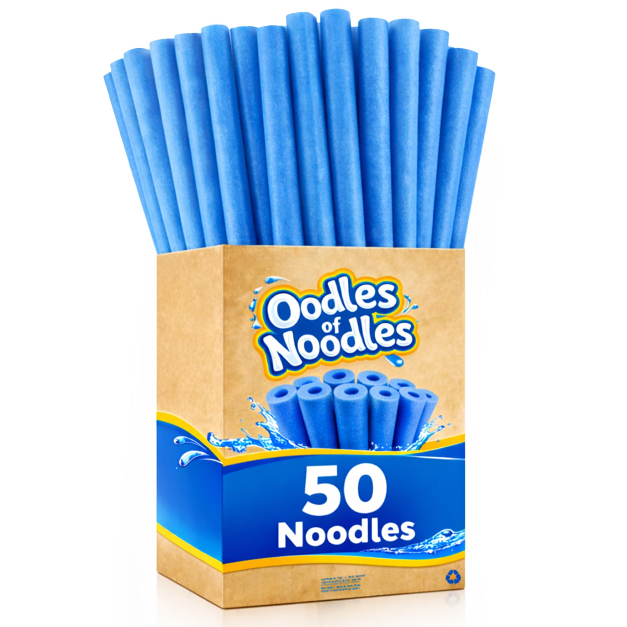 Oodles of Noodles Deluxe Rainbow Swimming Pool Noodles Foam- Pack of 50 - Approx. 48 inch x 2.5 inch Multi-Purpose Foam Tubes, Pool Floats for Water Fun, Exercise, Crafts, Padding, Insulation &amp; More