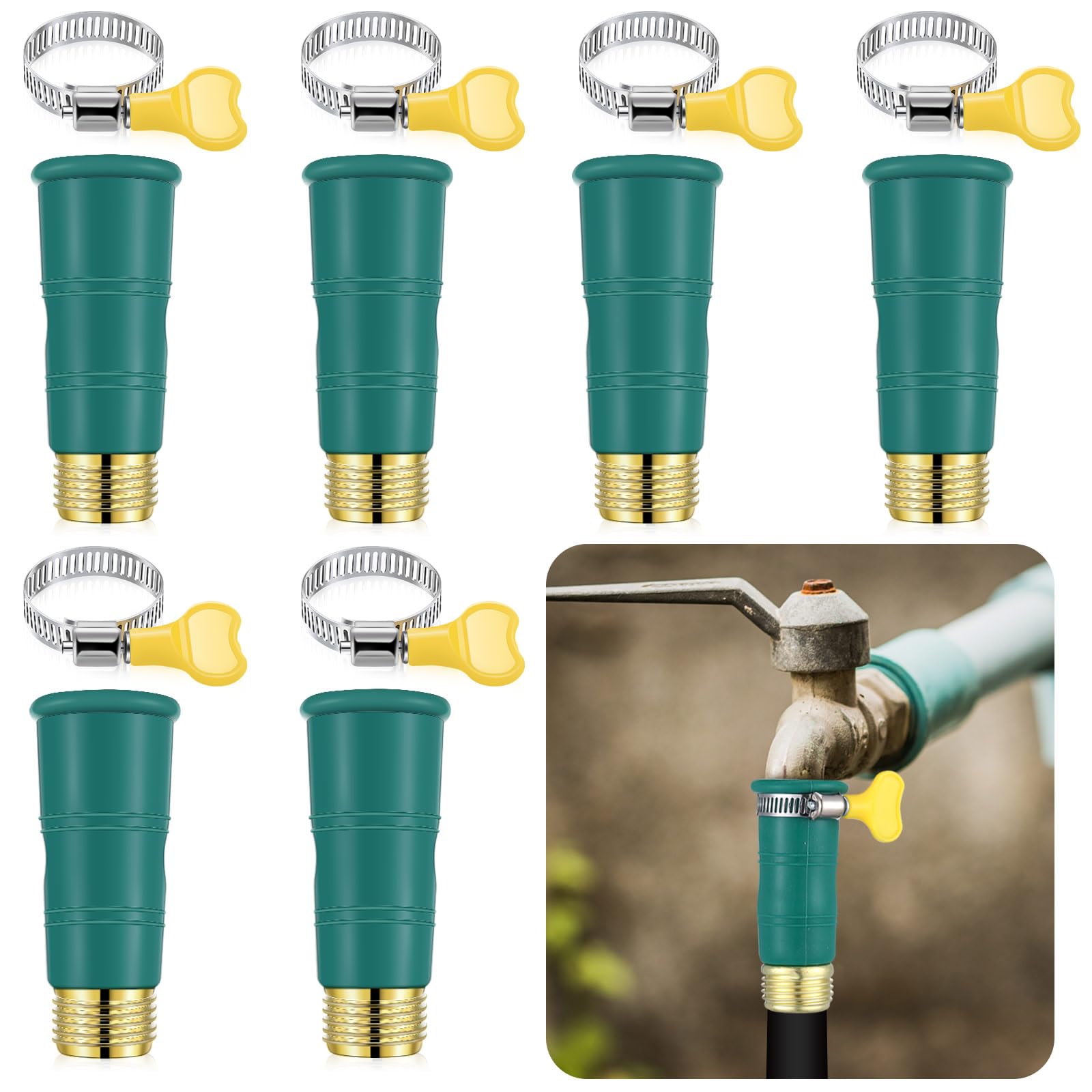6 juegos de adaptadores universales para manguera de grifo, adaptador de manguera de agua de silicona con abrazadera para manguera de 3/4 pulgadas, conector con fugas para manguera de jardín