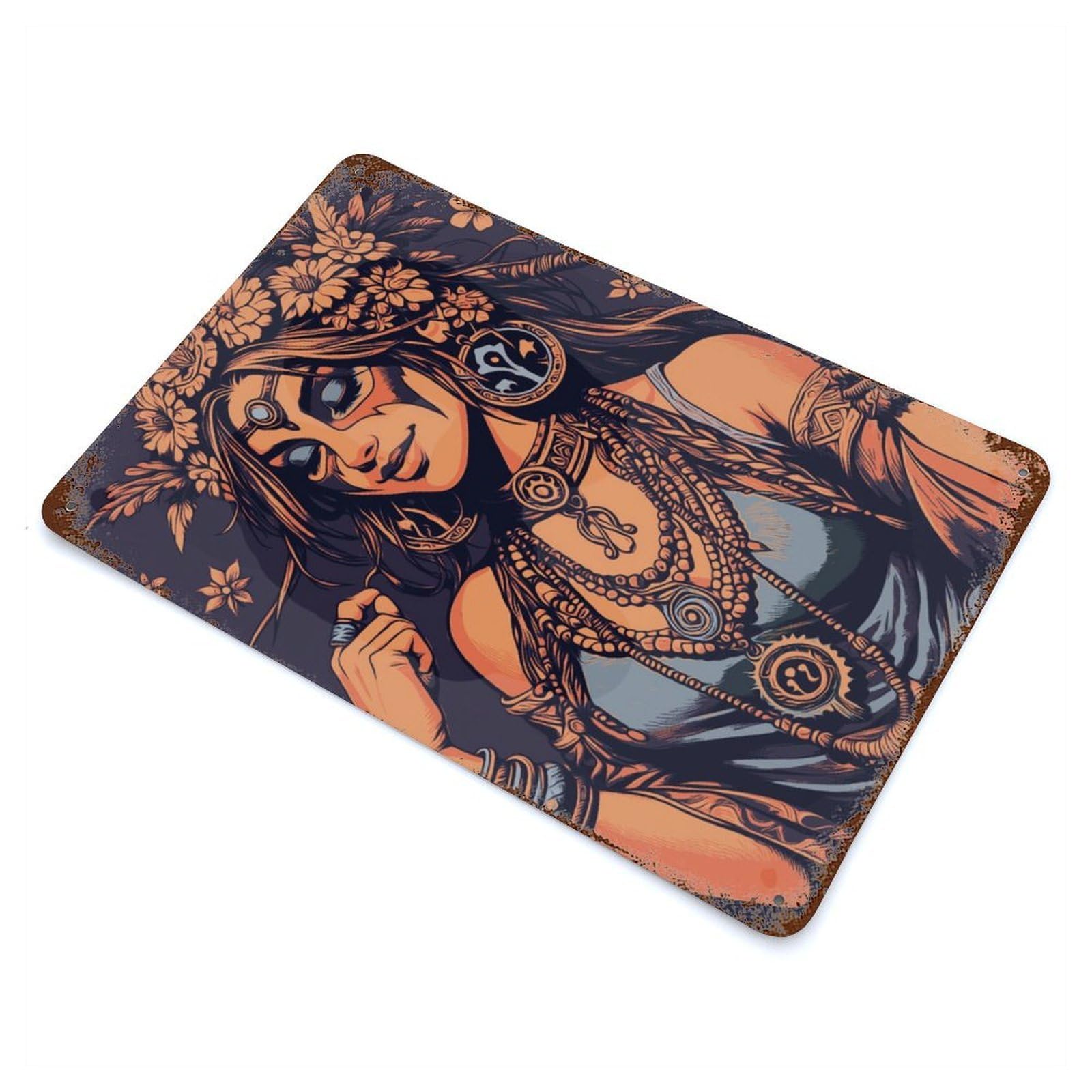 Princess 11.8"x7.9" Rust Effect Tin Sign, Rustic Home Decor for Office, Studio And Wall Decor