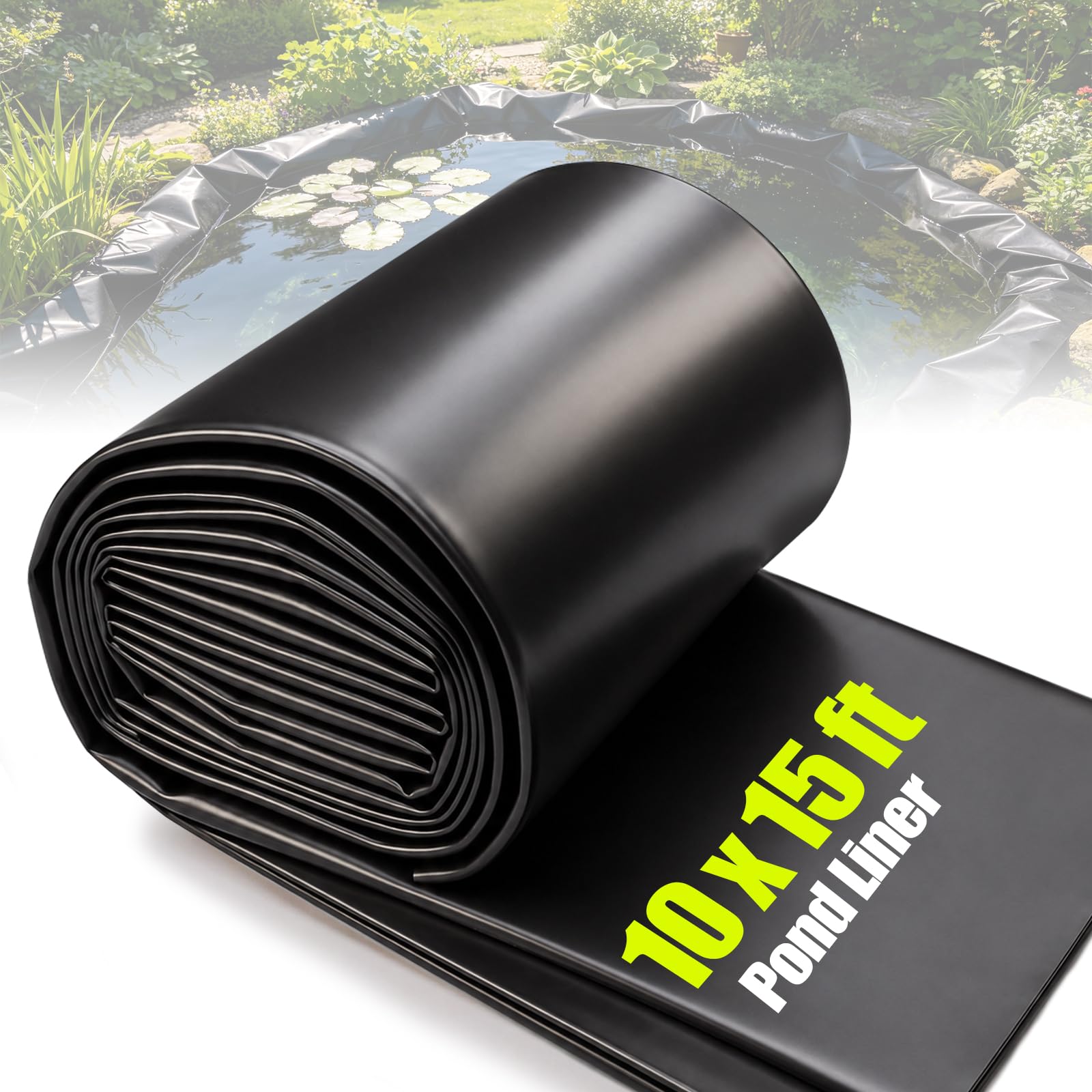 Photo 1 of 10 x 15 ft Pond Liner, 45 Mil EPDM Rubber Fish-Safe Pond Liner Black