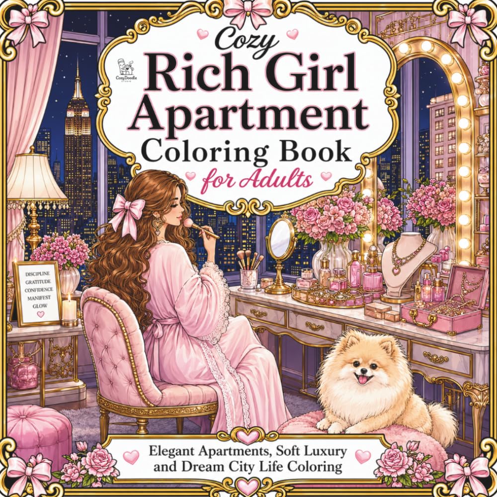 Cozy Rich Girl Apartment Coloring Book for Adults: Elegant Apartments, Soft Luxury and Dream City Life Coloring (Cozy Luxury Escape Collection)