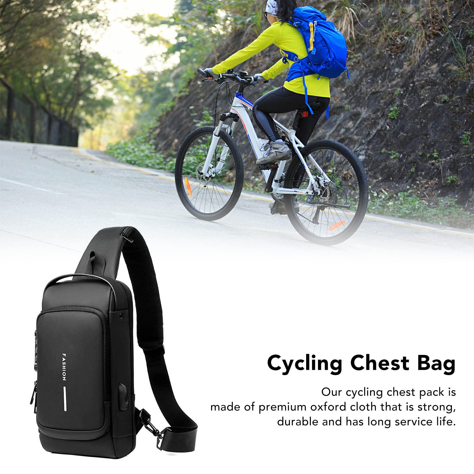 AMONIDA Borsa da Ciclismo, Borsa a Tracolla Antifurto di Grande capacità in Tessuto Oxford per Uomo (#3)