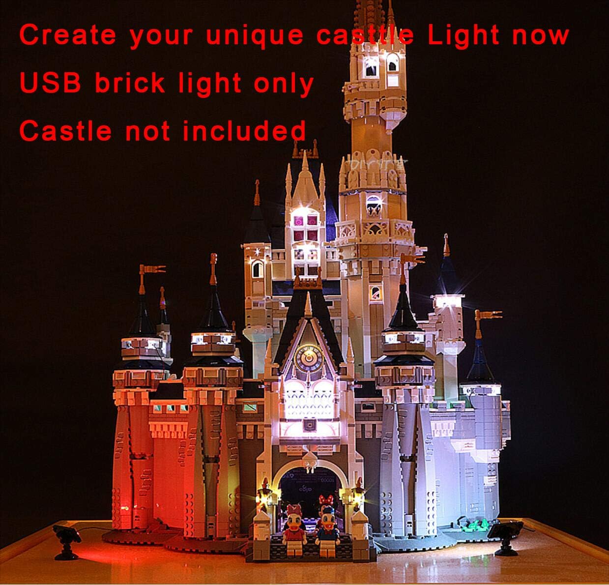 5 Packs X LED Down Lights (USB Powered Brick White/Warm/Red/Green/Blue LED),Compatible with Lego Bricks or Major Brand Bowerful