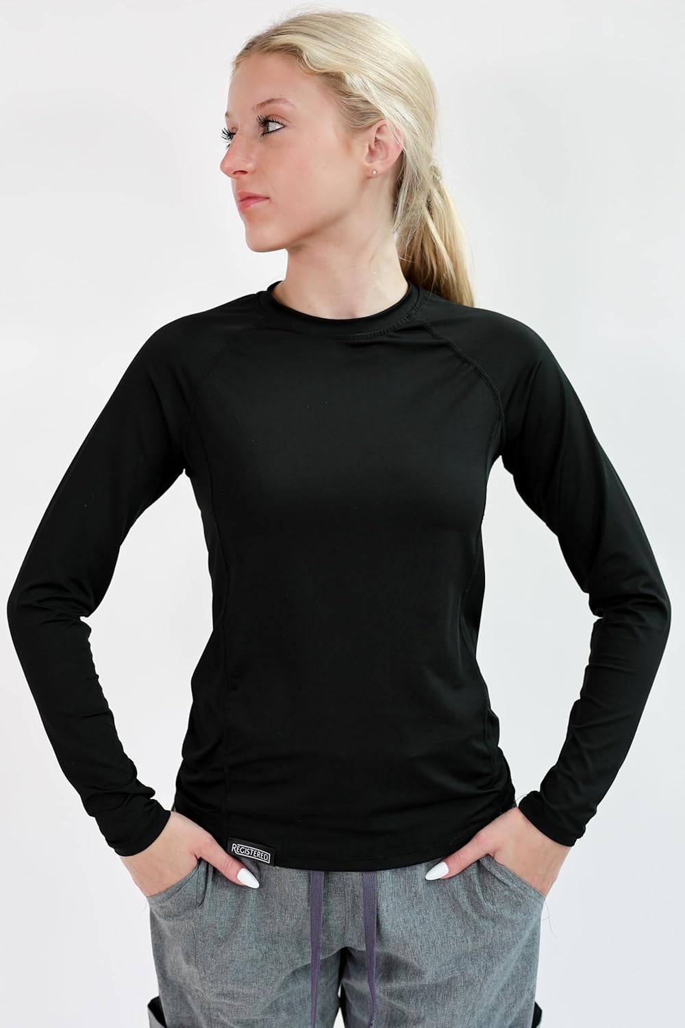 Women’s Athletic Underscrub Top – Long Sleeve, Base Layer, Multicolor Designs, Breathable, Stretch Fabric. - Image 2