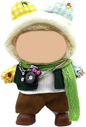17cm Doll Clothes Set Suitable for Labubu with Scarf Camera Shoes, Luxury Chic H