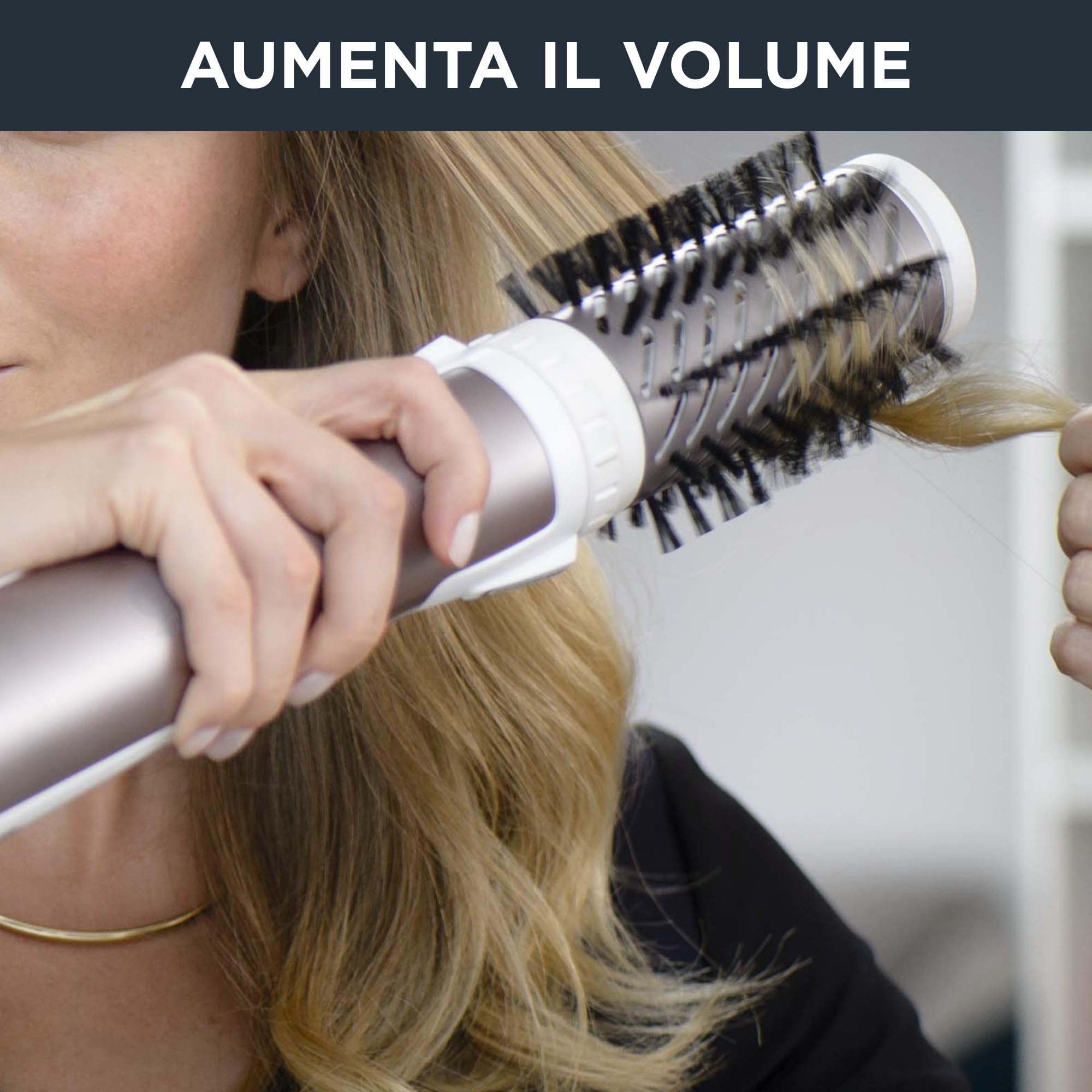 Rowenta CF9540 Brush Activ Premium Care Spazzola Rotante e Asciugante per Volume, 1000 W, per Capelli Corti e Lunghi, Styler con 2 Spazzole in Ceramica, Doppio Generatore di Ioni e Setole Naturali