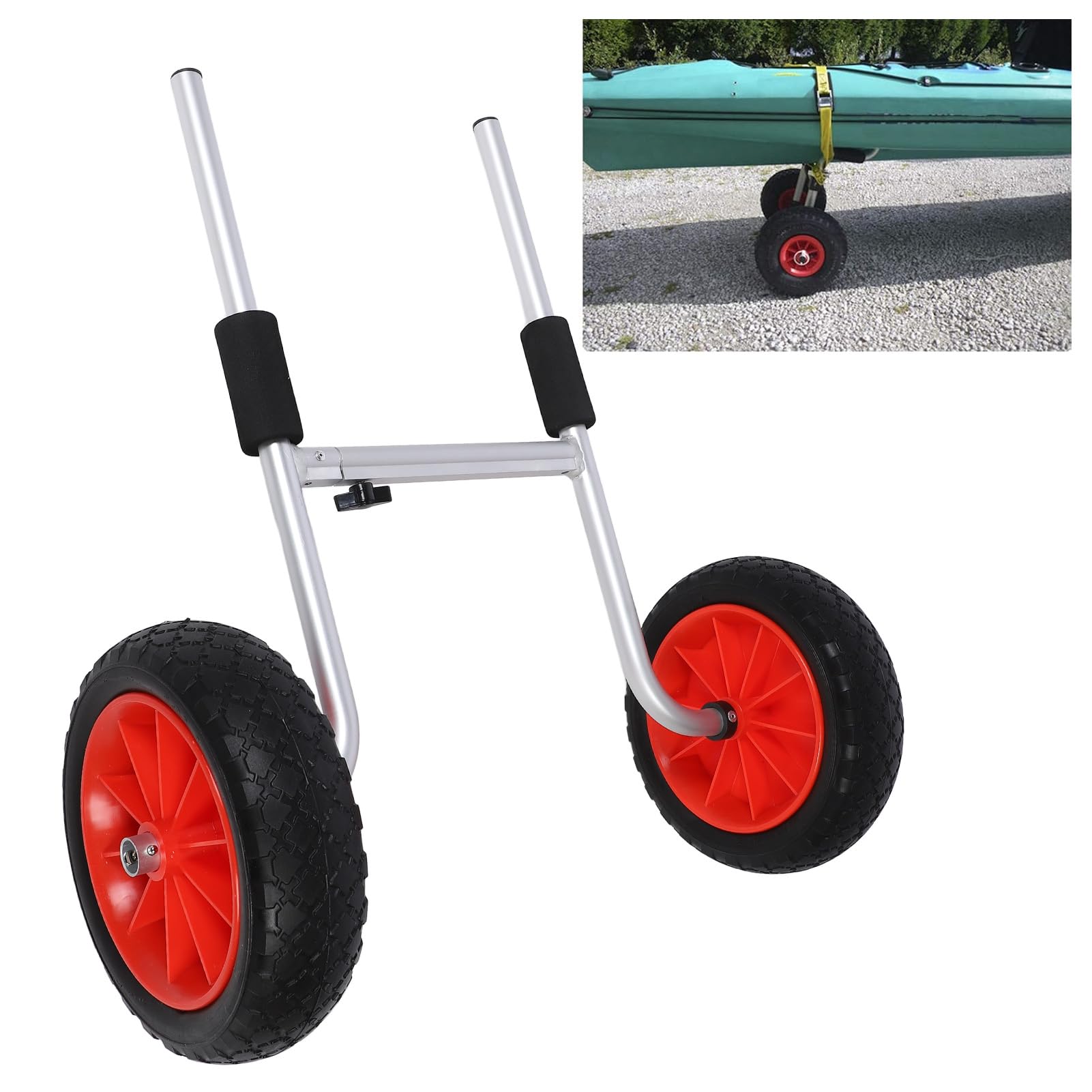Wózek na Kajaki, Wózek na Kajak z 10-calowymi Oponami, Wózek na Kajak, Wózek do Przewozu Kajaków, Regulowany, Składany Aluminiowy Wózek do Transportu Kajaków Wózek na Kajaki, do