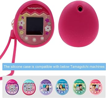 Silicone Shell Cover, Lanyard and Screen Protector Film for Tamagotchi Pix Interactive Pet Machine with Camera, Compatible New Tamagotchi Pix Electronic Pet Accessory (Pink-Pink) | Protective Shell for New Tamagotchi Pix Electronic Pet, Accessory for Tamagotchi Pix Interactive Pet Machine with Camera