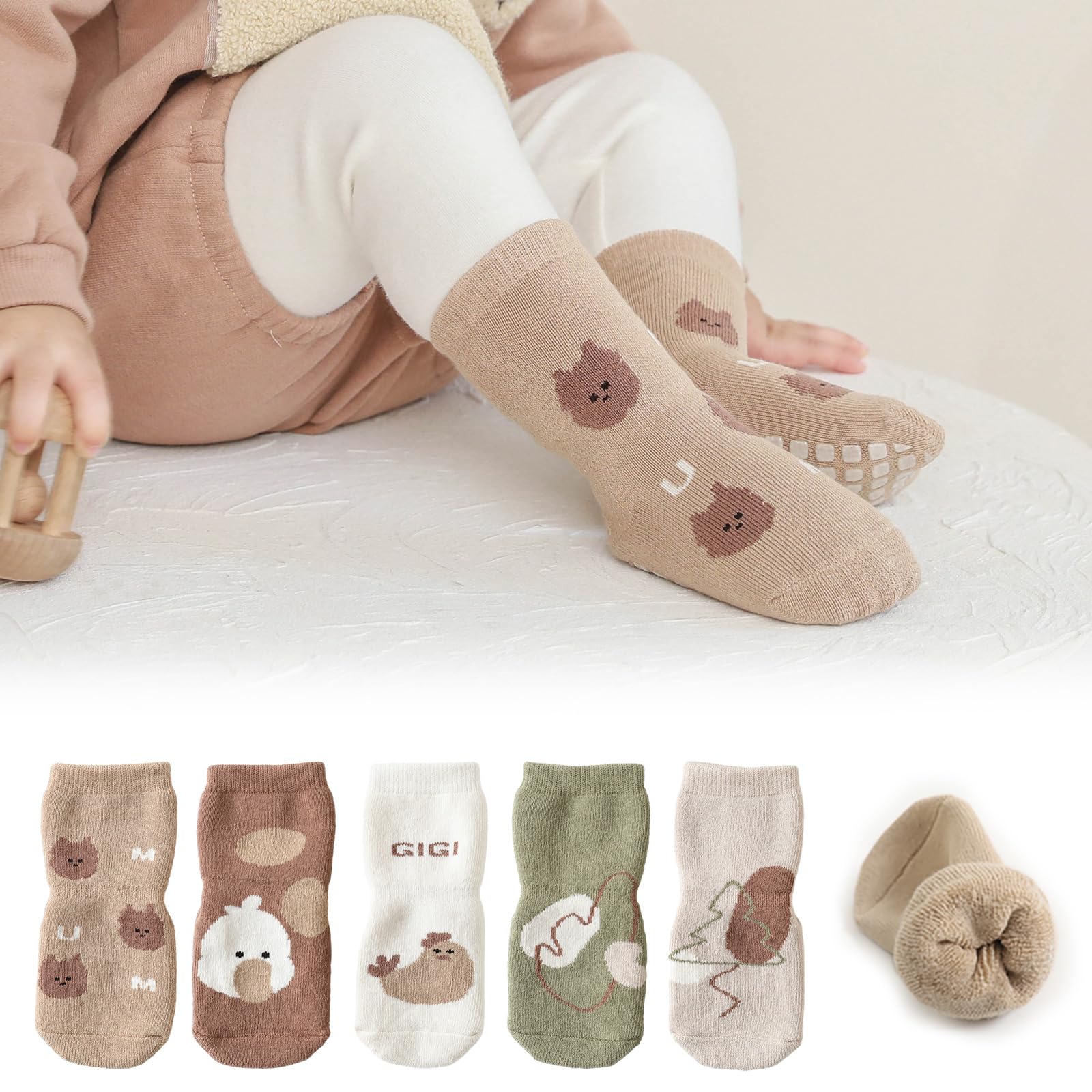 outfit spring Calzini Antiscivolo Bambino Bambina Calze Antiscivolo in Cotone Motivi Animali Neonata Bambini Calzini Invernali 0-12 Mesi 1-5 Anni Compleanno Regalo