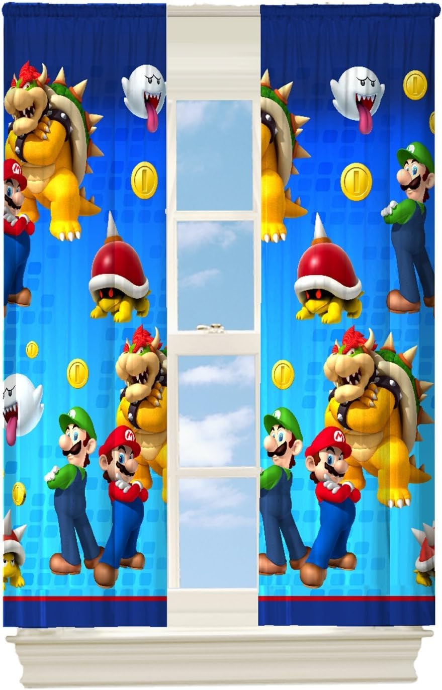 Franco Kids Room Darkening Window Curtain Panel, 42 in x 63 in, Super Mario