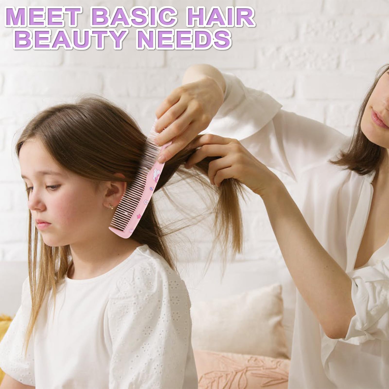 Juego de cepillos para el pelo de bebé para niñas, kit de peine desenredante con temática de unicornio rosa con peines de cola, peine de dientes finos y peine corto para viajes y peinado diario