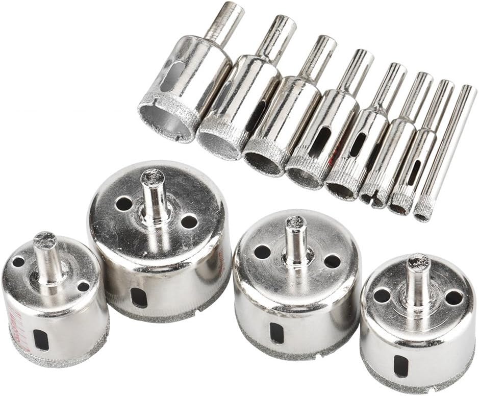 LUXINT Diamond Drill Bits-Hollow Core Drill Bits Setting Hole Saw Sets for Tiles Marble Glass Ceramic etc, Pack of 12