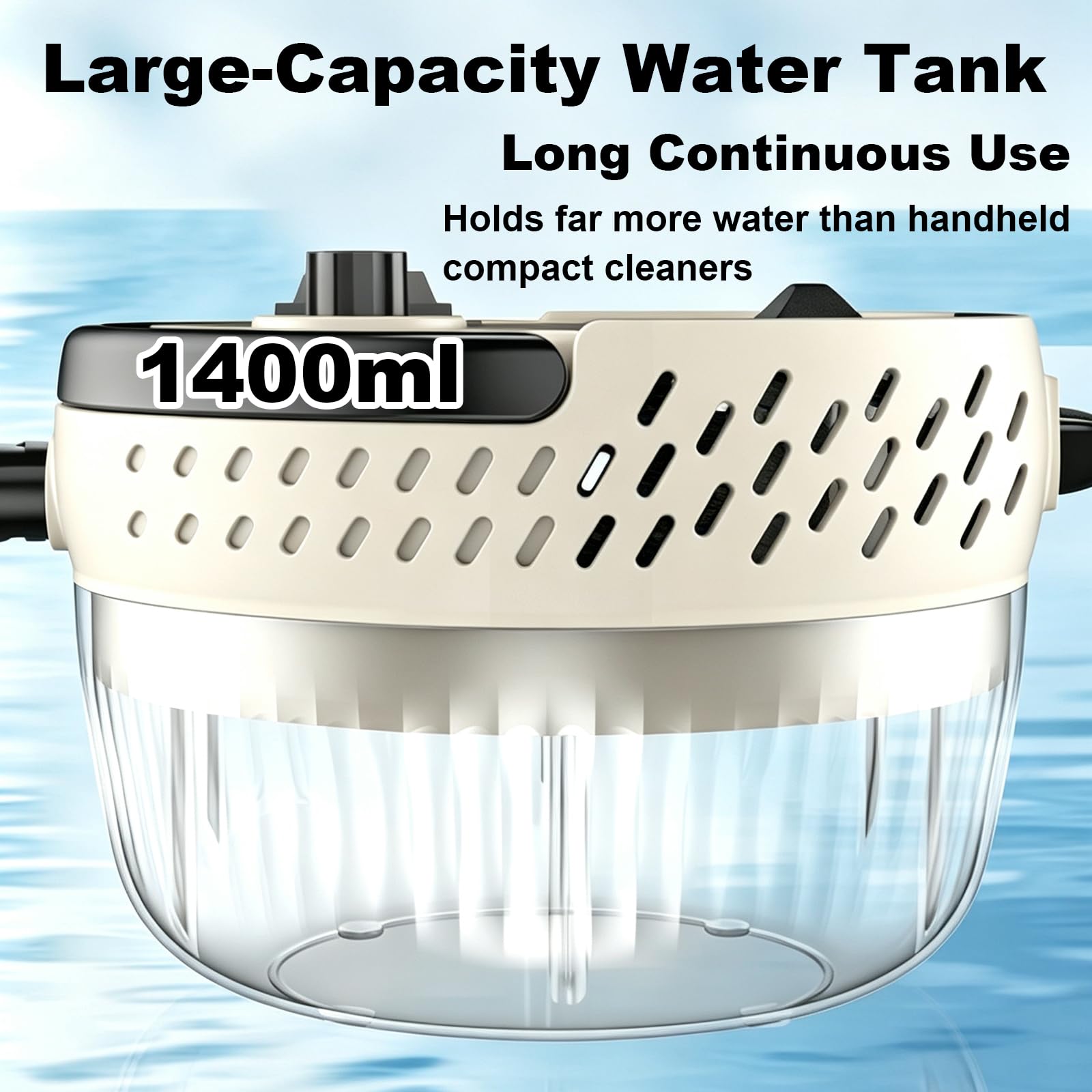 Limpiador A Vapor DoméStico, DepóSito Amplio De 1400 ml | 6 Niveles Regulables, DepóSito De Agua Transparente, Manguera De Doble Capa