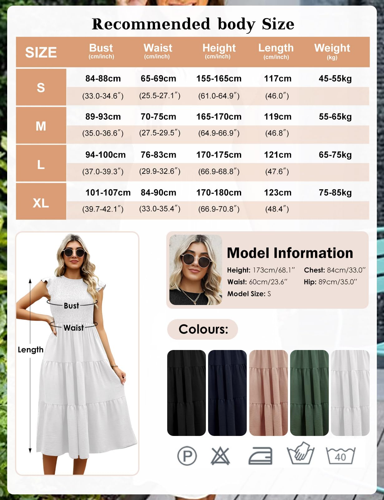 Yuson Girl Vestito Estivo Lungo Donna - Abito Estivo Lungo Collo Rotondo Ragazza con Manica a Volant Vestiti Casuale Eleganti Colori Solidi Abiti Estivi Donna Lunghi