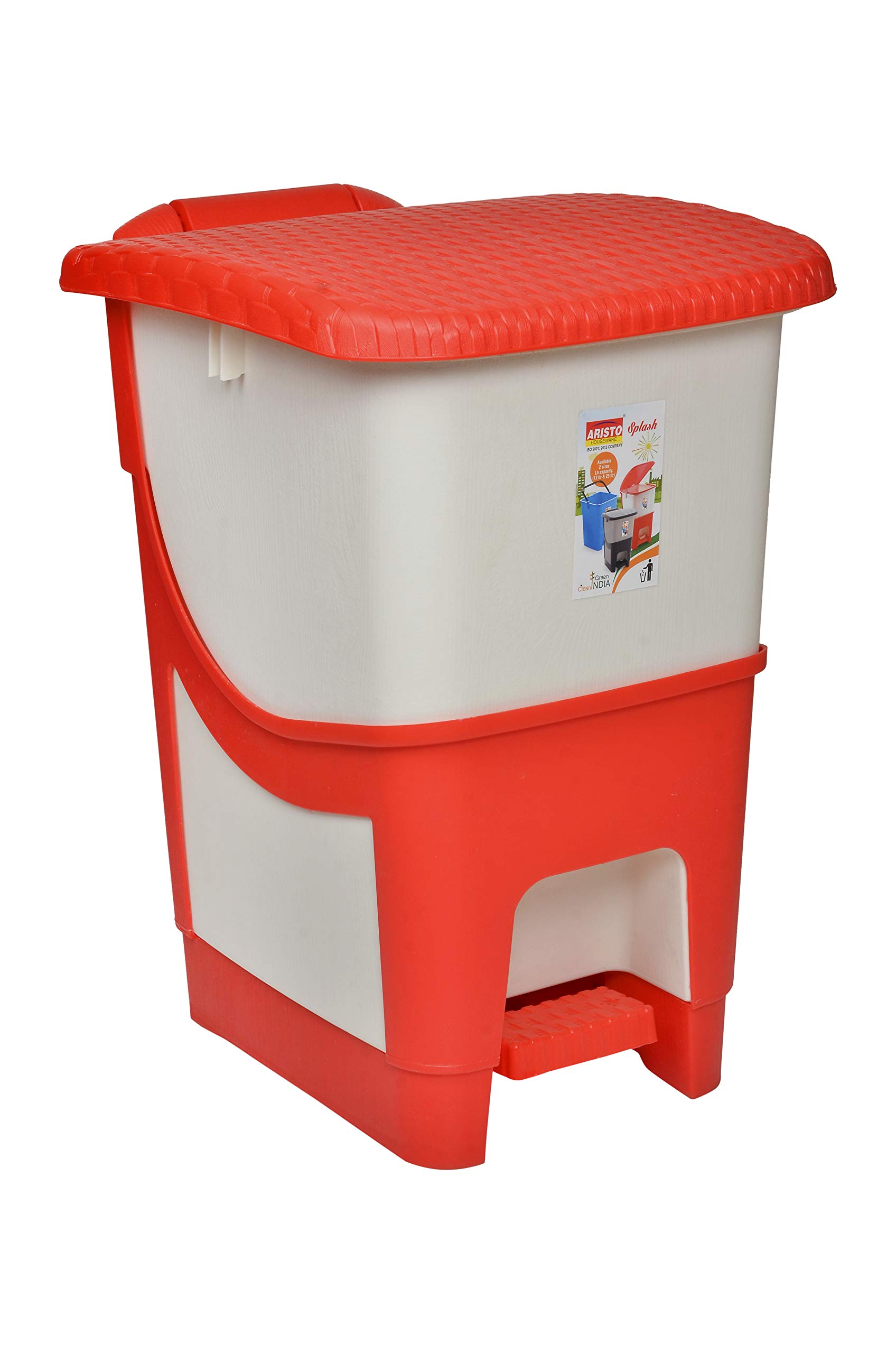 ARISTO splash plastic pedal dustbin 25 Ltr (Green/Blue Combo)