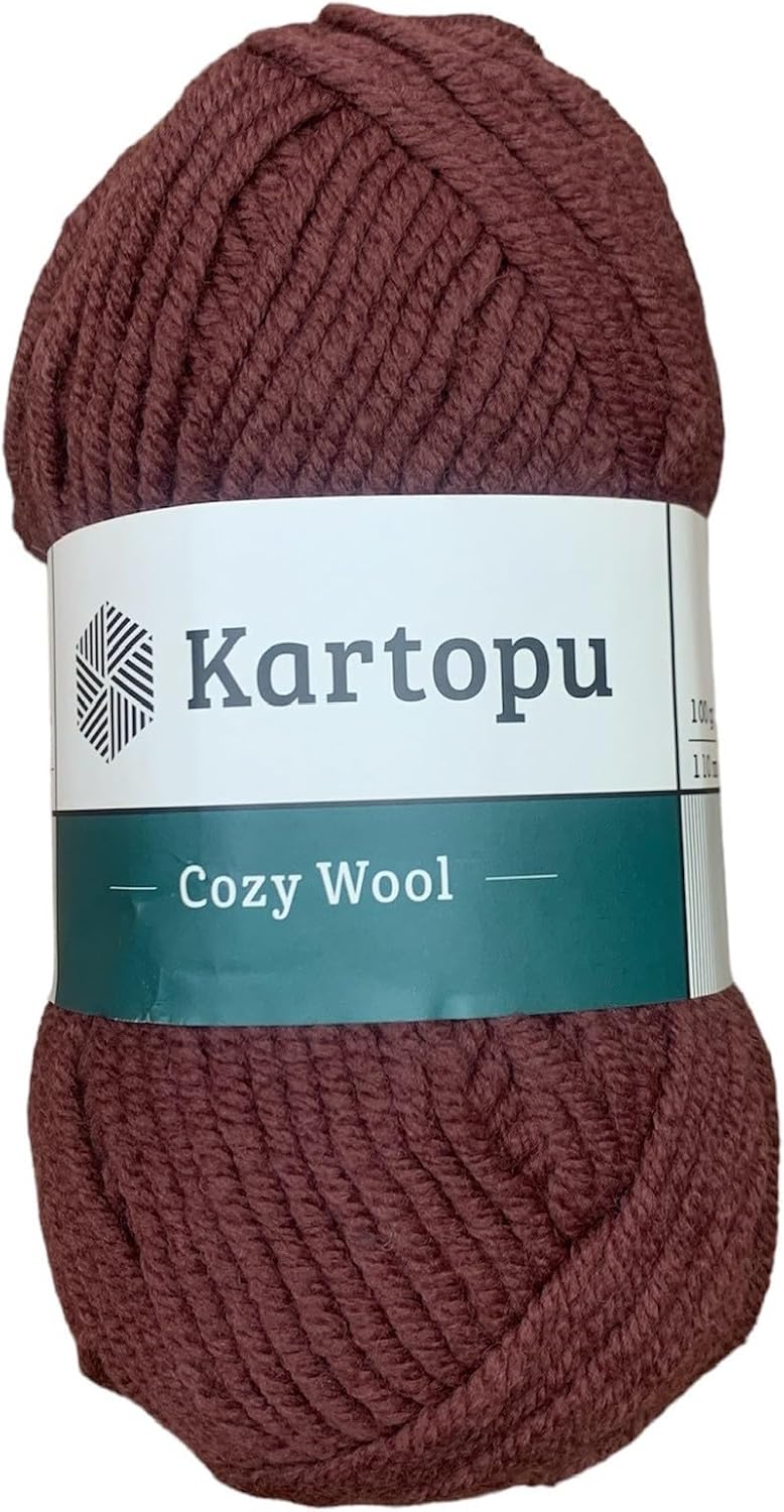 Kartopu Soft Chunky Wool Acrylic Mix Crochet Knitting Yarn Ball100G Brown(K1892) Cozy Wool