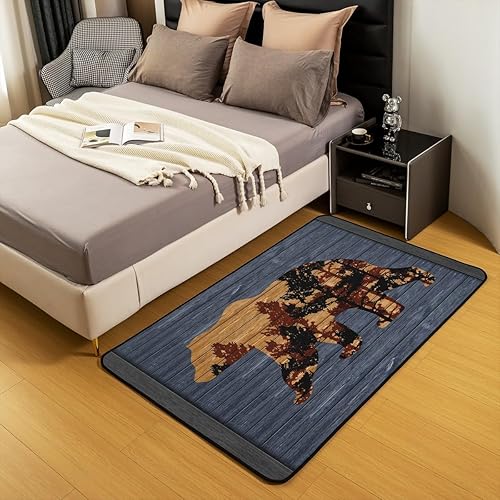 Miniatura 5 de Alfombra decorativa de oso, alfombra decorativa de oso, alfombra rústica de campo, naturaleza, vida silvestre, oso azul, alfombra para sala de