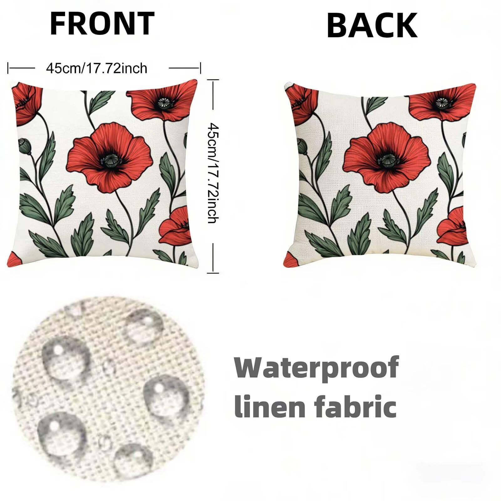 Juego de 2 Funda Cojin 80x80cm Color Sólido,Cuadrada Impermeable Fundas Cojines Rural Lino Impresión a Doble Cara con Cremallera Oculta,Apto Todas las Estaciones Funda Almohada para Sofá o Salón X-321