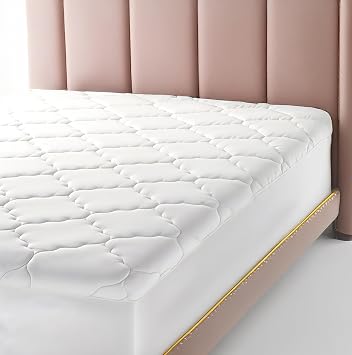 Micropuff Fitted Mattress Pad - Queen Size 60" x80" Mattress Pad - Soft and Comfortable Fitted Mattress Protector - Mattress Cover Stretches 15 to 18 Inches Deep - Easy to Wash