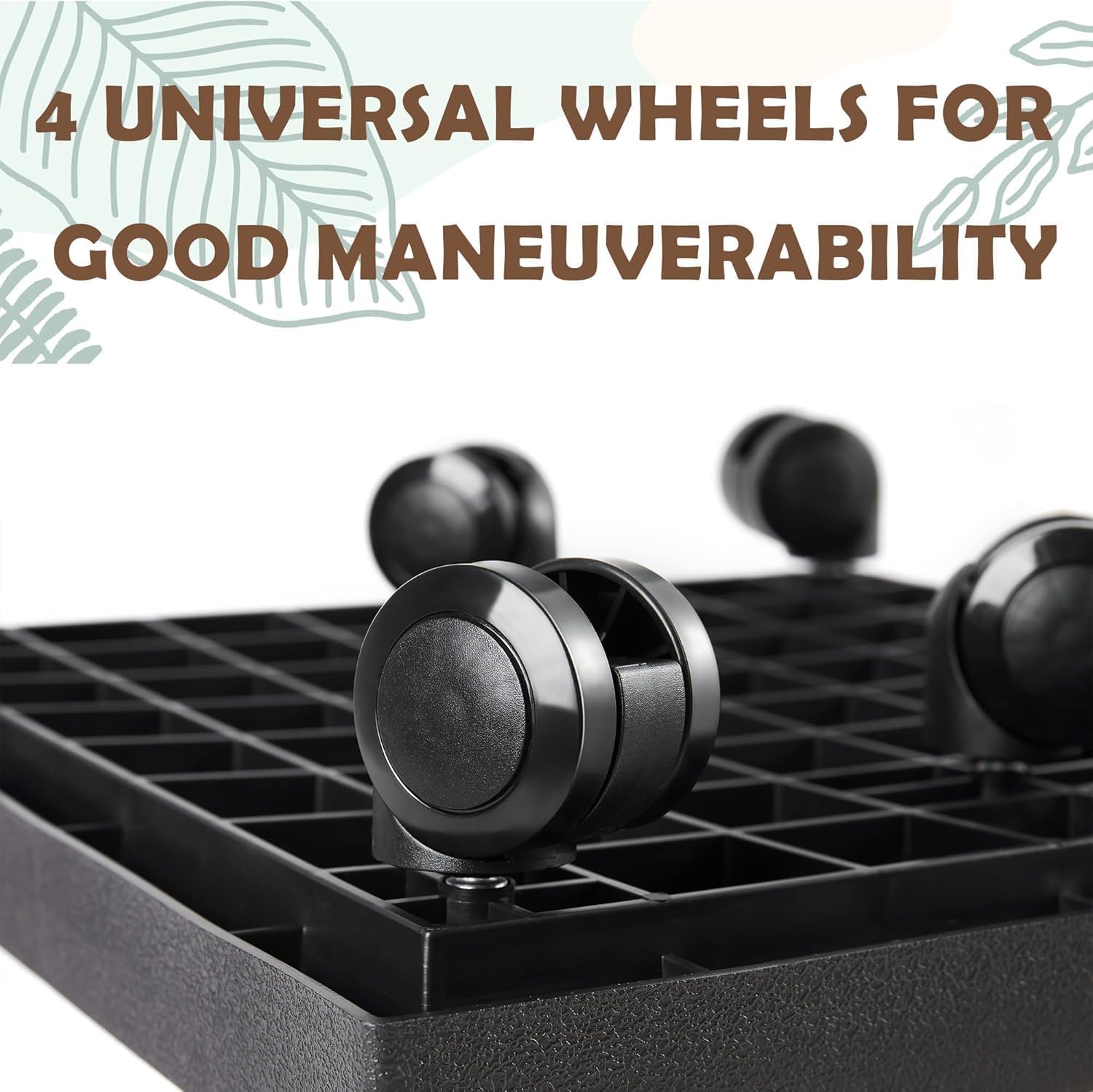 14.2 INCH Plant Caddy for Outside,Outdoor Square Planter Caddies for Patio Backyard Use, Rolling Saucer with Wheels, Heavy Duty Wheeled Planter Stand for Potted Plant, Brown