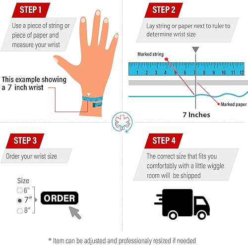 Miniatura 4 de Medical Bracelet For Women With Free Engraving, Pink Glass Stainless Steel Personalized Medic ID Custom Sized Alert