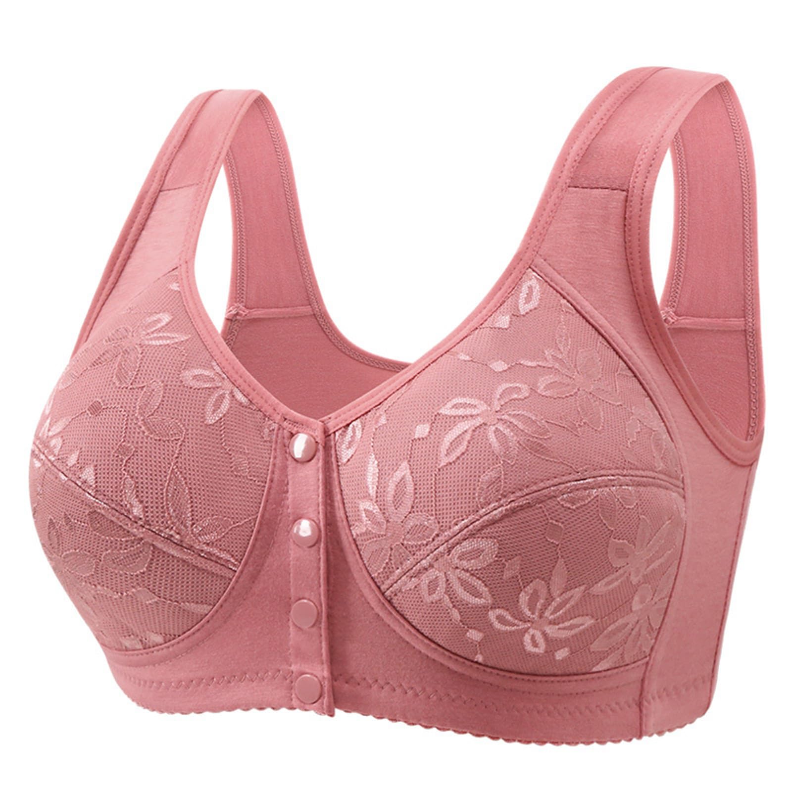 Womens Plus Size Bras Front Closure Daisy Bras Supportive Lace Bralettes Push Up Wireless Minimizer Bras Everyday Bra