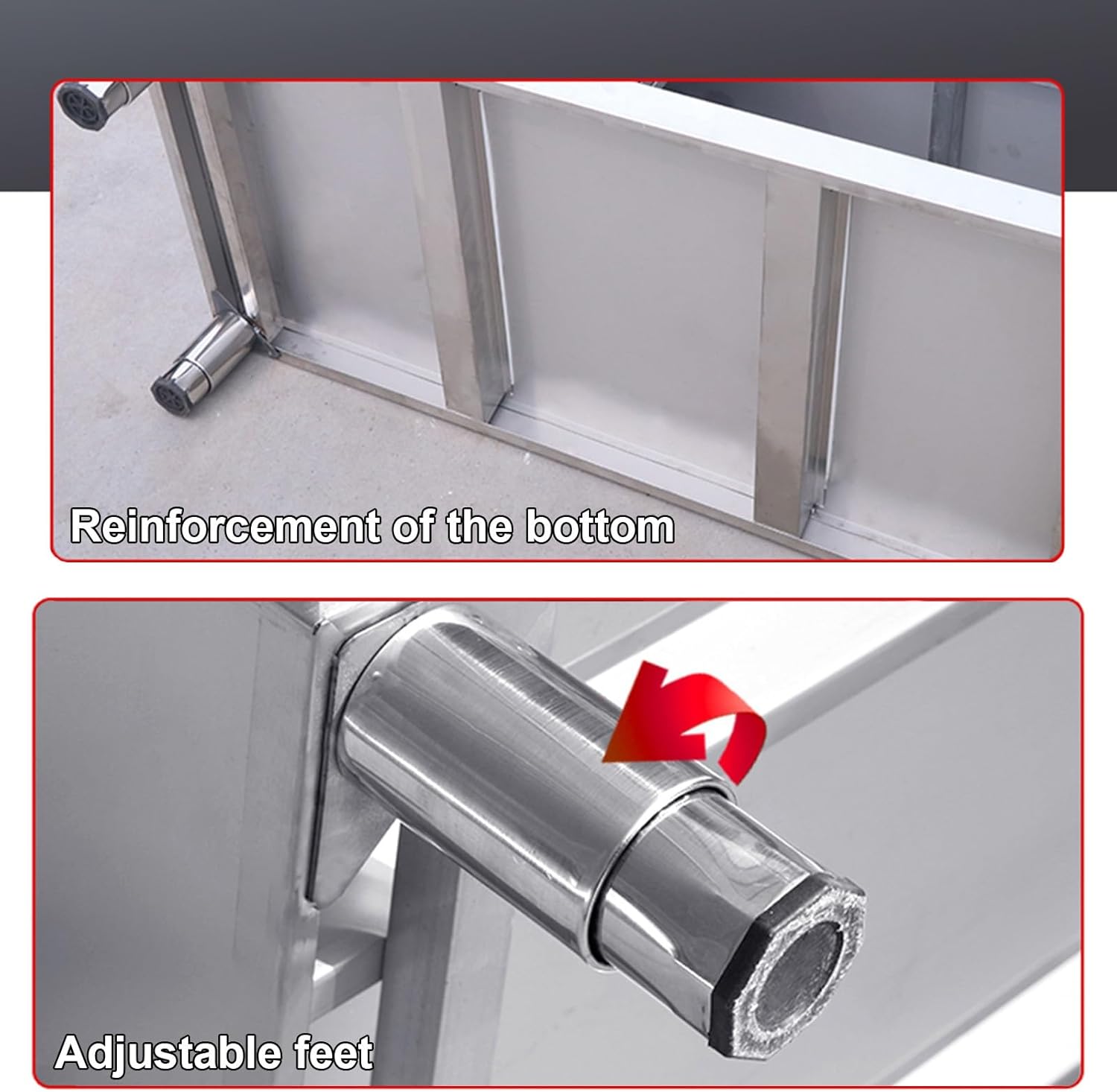 Double Door Locker Workbench Commercial Kitchen Prep Table Metal Raised Bezel Stainless Steel Workbench Adjustable Legs(31.5 * 23.6 * 31.5in)