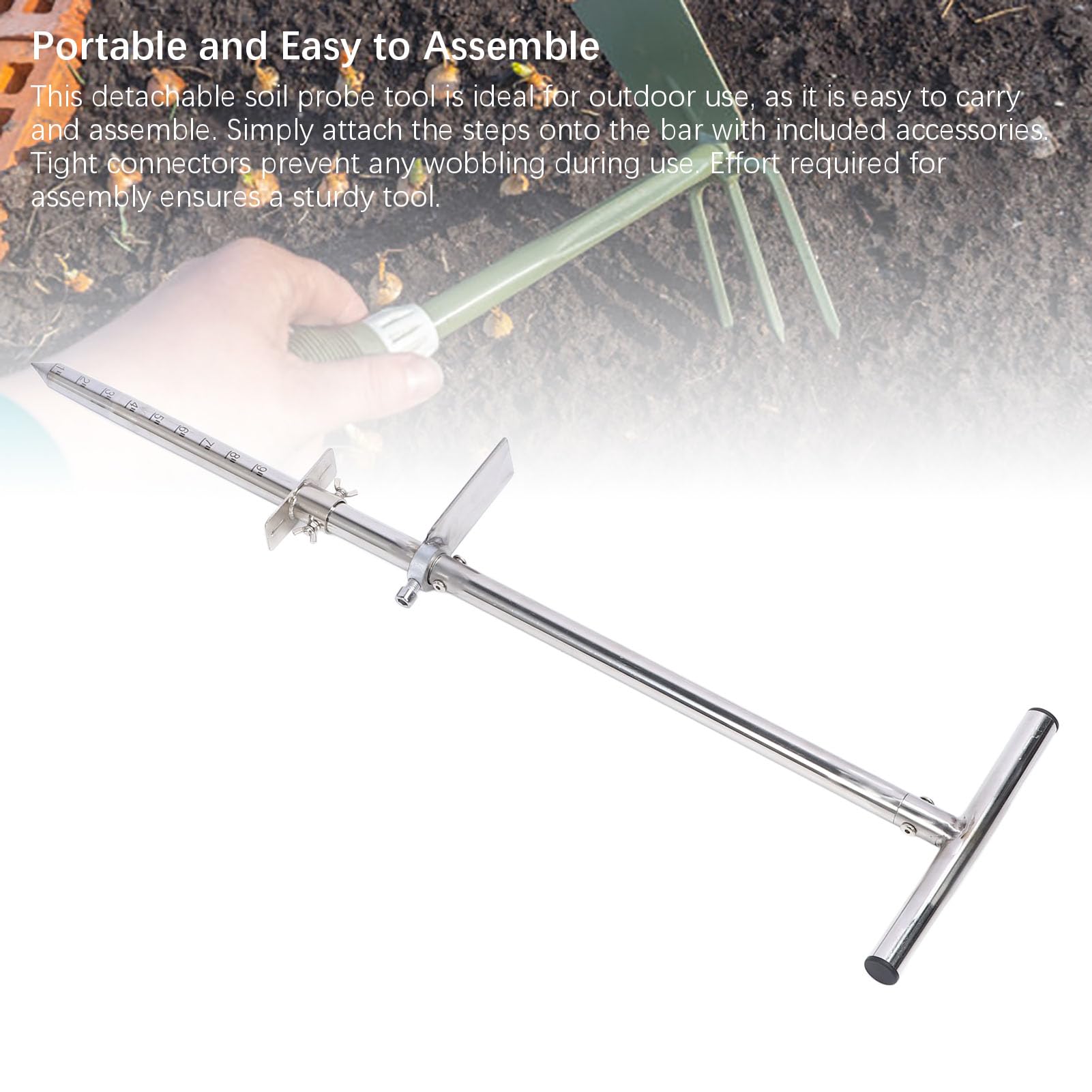 Sonda do próbkowania gleby ze stali nierdzewnej z pedałem nożnym, ergonomiczna T - narzędzie do sadzenia roślin 80 cm do pielęgnacji ogrodu trawnikowego