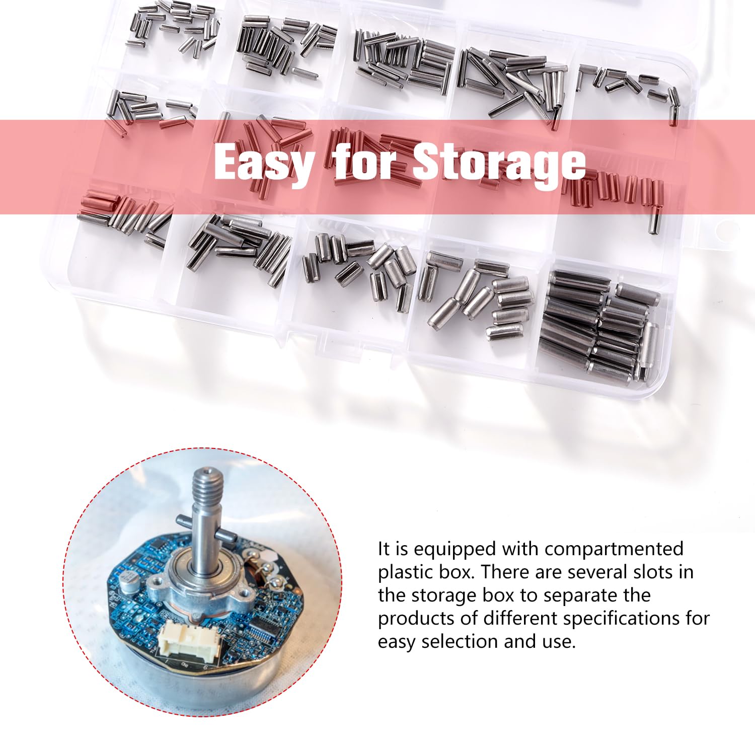 YIXISI 200 PCS 16 Sizes M2 / M2.5 / M3 / M4 Roll Pins Assortment Set, 304 Stainless Steel Split Spring Dowel - Image 4