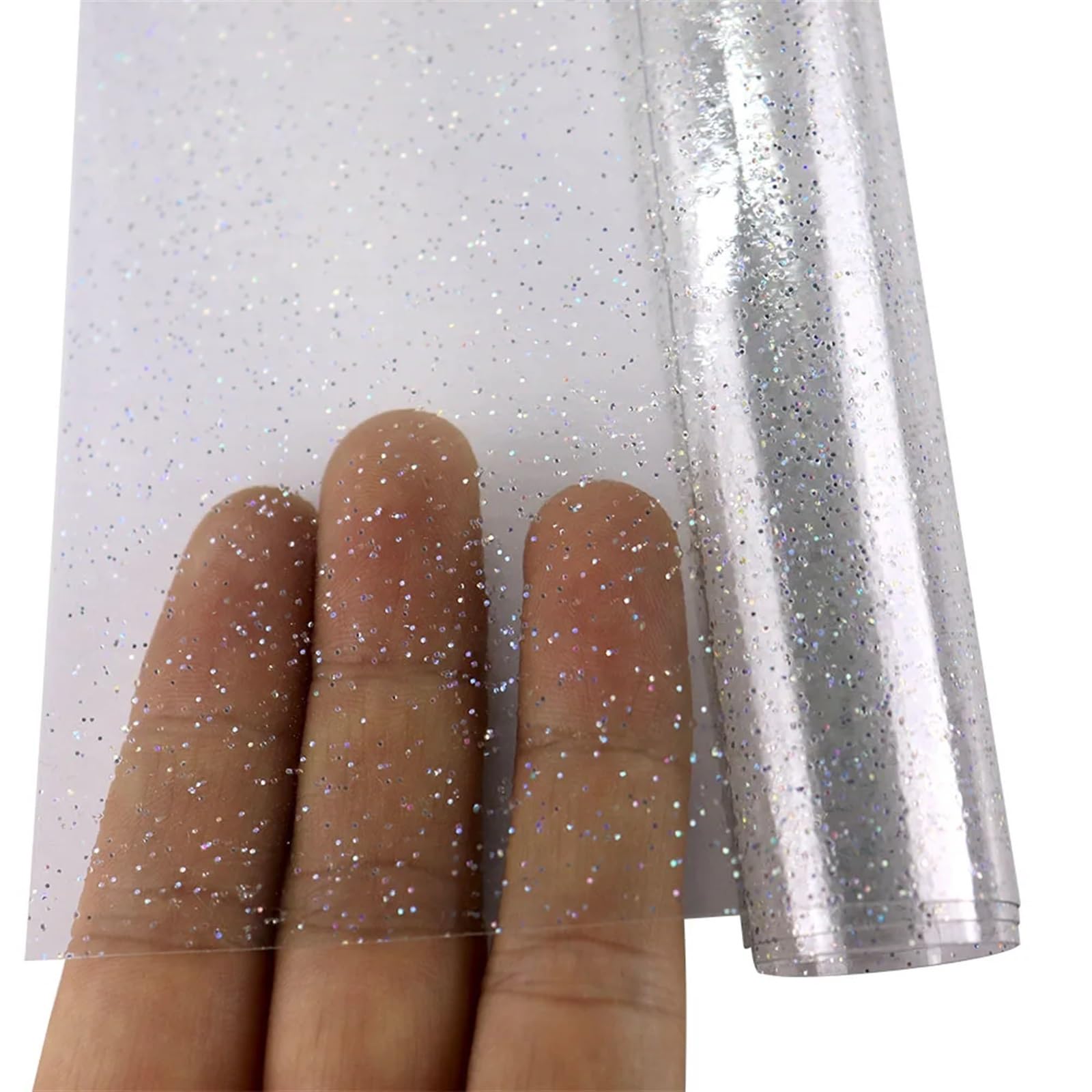 PVC Jelly Roll Poeder Glitter Clear Tranparent PVC Jelly Stof Leer voor Tassen Strikken DIY Craft Naaien (Kleur-4, Half Yard 50 x120cm