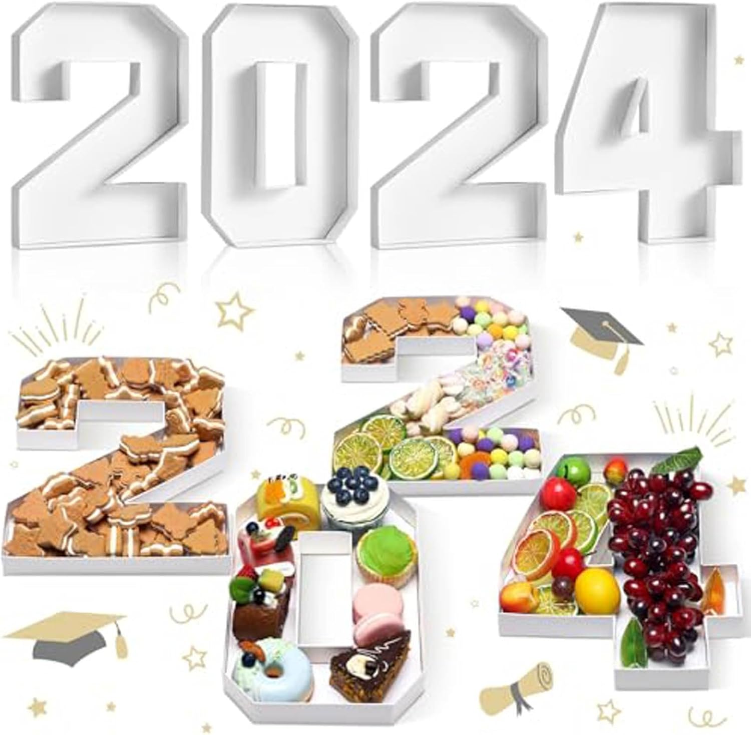 2024 Charcuterie Numbers Fillable Graduation Cardboard