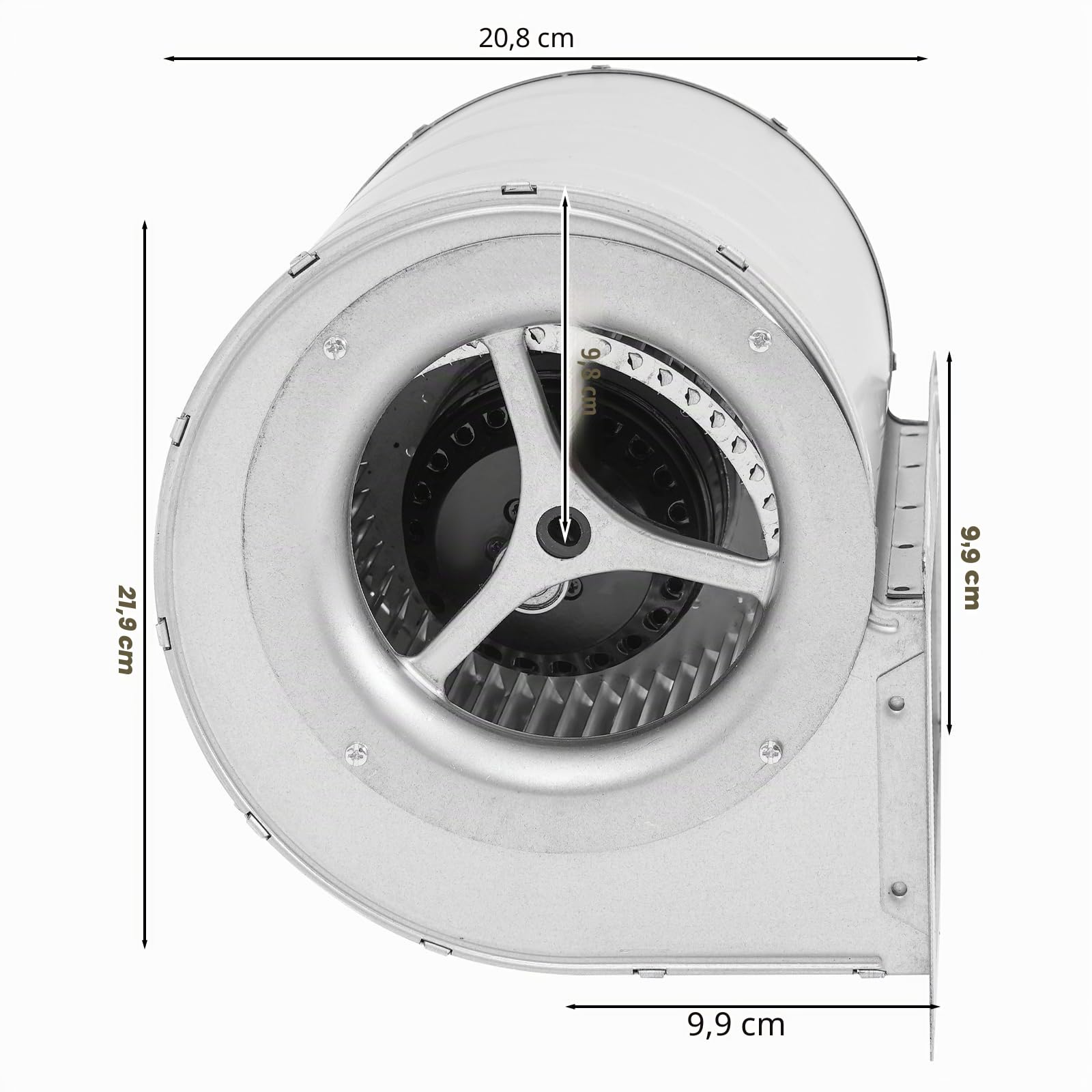 Ventilador centrífugo de carga pesada 840m3/h ventilador industrial 150 W para ventilación de fábrica 1300 rpm con rodamientos y carcasa galvanizada para ventilación y refrigeración