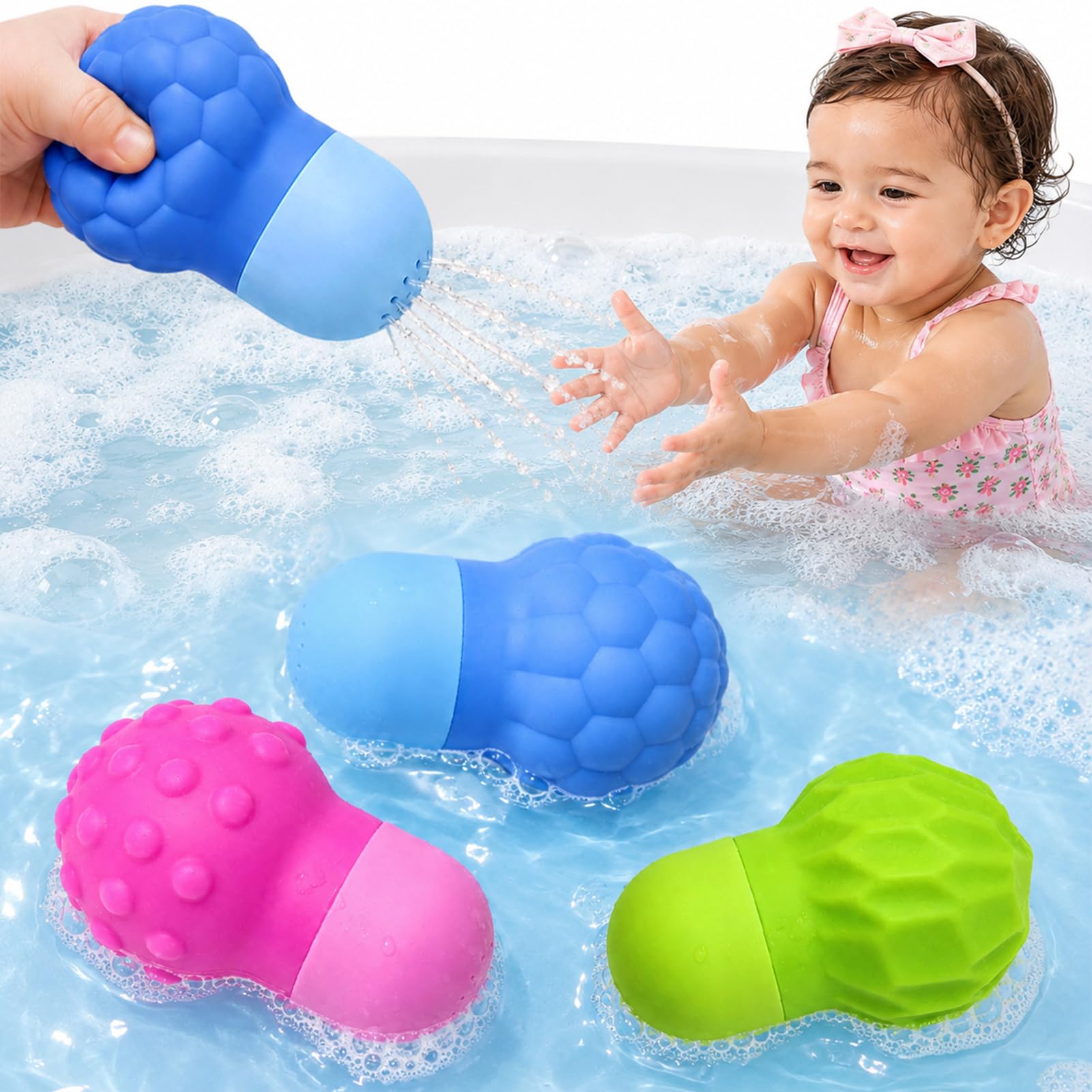 Baby Bath Toys Sensory Squeezing Water Squirter for Kids 1 2 3 4 Years Old