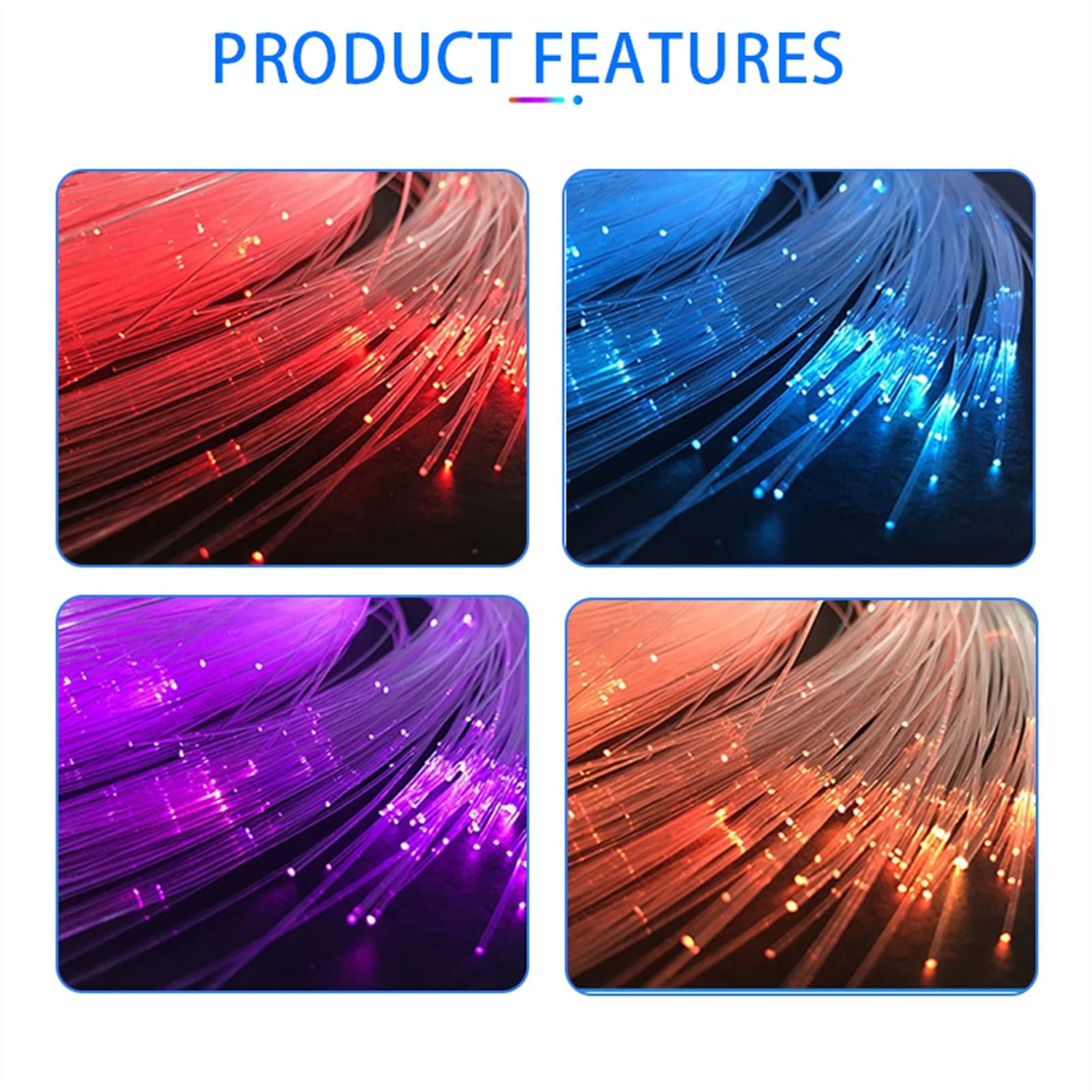 1. 2V 6W RGB. Światło gwiazdy dachowej samochodu PROWADZONY światłowodowe Bluetooth Aplikacja Kontrola muzyki 2m 0.75mm 150~450PC Starry Sky Effect Kit Light Wysoka Wydajność(150pcs 0.75mm 2M)